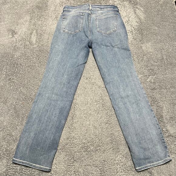NYDJ Jeans Womens 10 Petite (33x30) Marilyn Straight Mid Rise Blue Denim Pants - Picture 3 of 11